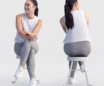 现代坐姿女人3D模型