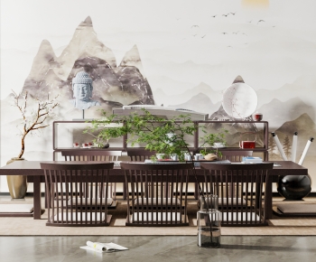新中式茶桌椅组合-ID:810298943