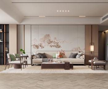 New Chinese Style A Living Room-ID:970276123