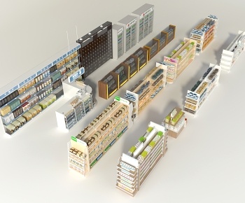 现代药店展柜 中药柜3D模型