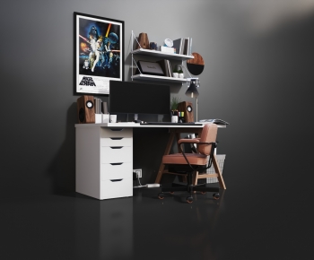 Modern Computer Desk And Chair-ID:127497914