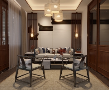 New Chinese Style A Living Room-ID:468849903