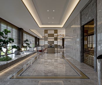 New Chinese Style Office Elevator Hall-ID:678566938
