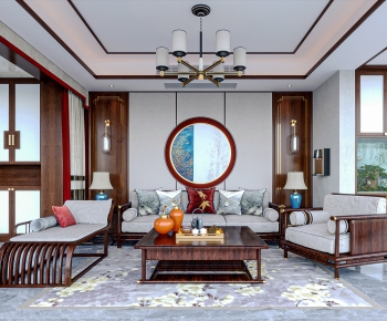 New Chinese Style A Living Room-ID:475399024