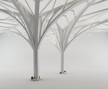 现代树造型柱子3D模型