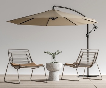 现代户外休闲椅遮阳伞组合3D模型