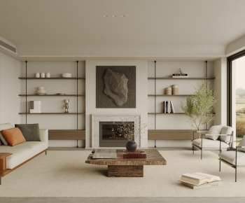 Modern Wabi-sabi Style A Living Room-ID:831641914