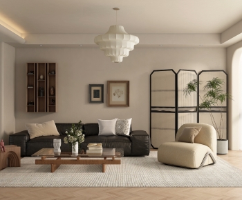 Wabi-sabi Style A Living Room-ID:745522985