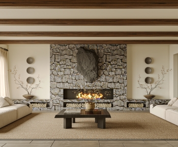 Wabi-sabi Style A Living Room-ID:219790989
