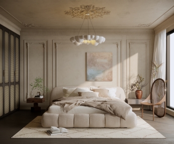 French Style Wabi-sabi Style Bedroom-ID:132060159
