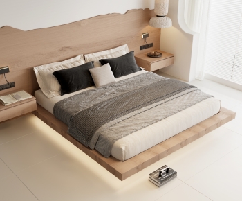 Wabi-sabi Style Double Bed-ID:803567896