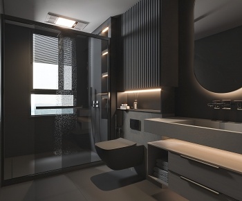 现代暗黑风卫生间浴室3D模型