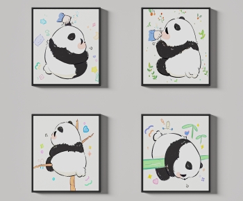北欧熊猫挂画组合-ID:542500023