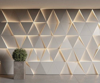 现代三角形造型背景墙3D模型