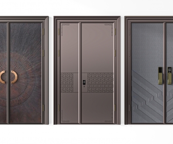 新中式铜门双开门子母门组合-ID:112135891
