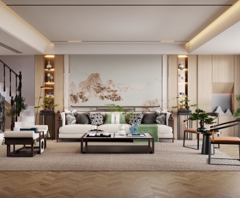 New Chinese Style A Living Room-ID:501655103