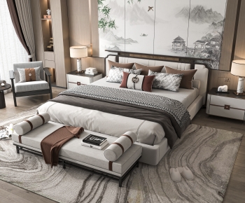 New Chinese Style Double Bed-ID:579133995