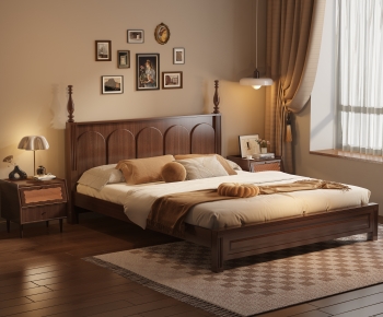 Retro Style Wabi-sabi Style Double Bed-ID:716703899