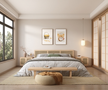 Japanese Style Wabi-sabi Style Bedroom-ID:610631948
