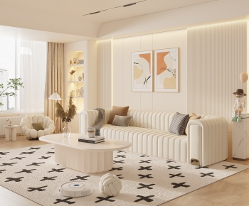 Modern Wabi-sabi Style A Living Room-ID:126090036