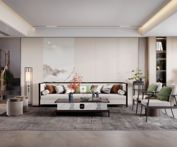 New Chinese Style A Living Room-ID:340888029