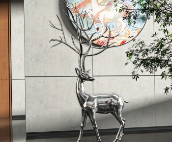 现代金属鹿雕塑摆件-ID:754096987