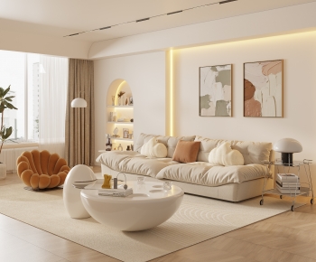 Modern Wabi-sabi Style A Living Room-ID:888130734