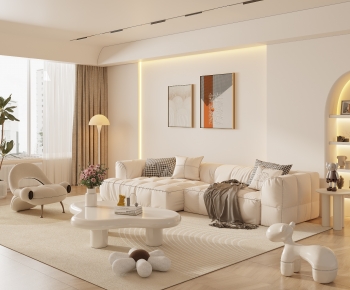 Modern Wabi-sabi Style A Living Room-ID:750117069