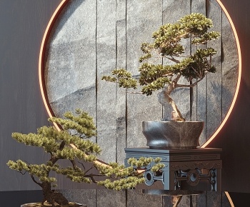 新中式松树盆栽盆景3D模型