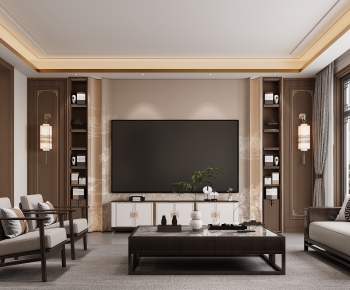 New Chinese Style A Living Room-ID:983383894