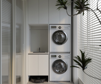 Modern Balcony Laundry Room-ID:596580544