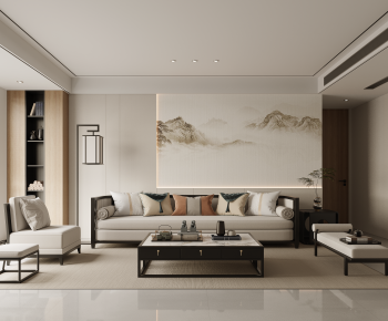 New Chinese Style A Living Room-ID:722229962