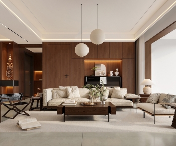 Modern Wabi-sabi Style A Living Room-ID:389599857