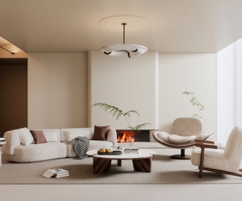 Modern Wabi-sabi Style A Living Room-ID:261101966