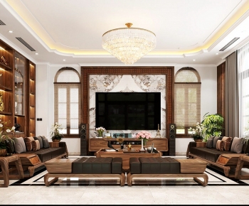New Chinese Style A Living Room-ID:962486033