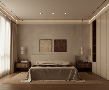 Wabi-sabi Style Bedroom-ID:655782941