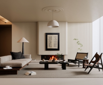 Modern Wabi-sabi Style A Living Room-ID:471856123