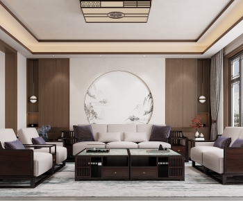 New Chinese Style A Living Room-ID:596672066