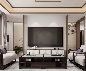 New Chinese Style A Living Room-ID:129466062