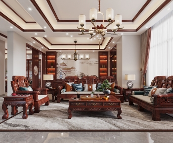 New Chinese Style A Living Room-ID:458899029