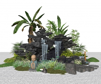 中式假山鱼池雕塑水景小品-ID:234138977