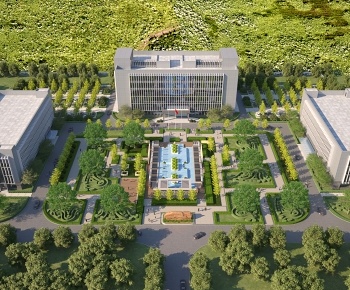 现代政府办公楼鸟瞰3D模型