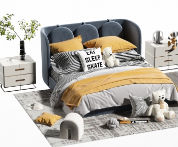 Nordic Style Double Bed-ID:831255918