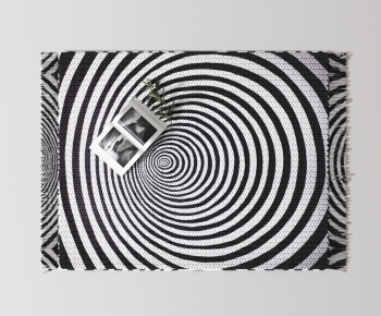 现代黑白纹方形地毯-ID:173183926