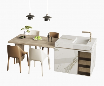 Modern Wabi-sabi Style Dining Table And Chairs-ID:560734034