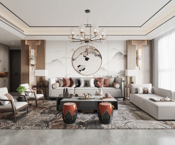 New Chinese Style A Living Room-ID:384565119