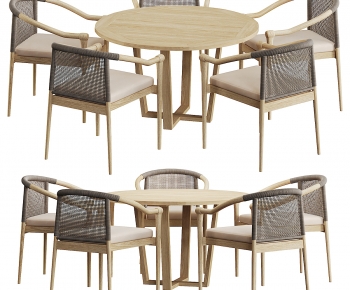 现代木制户外圆形餐桌椅-ID:103060019