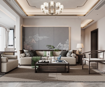 New Chinese Style A Living Room-ID:513747937