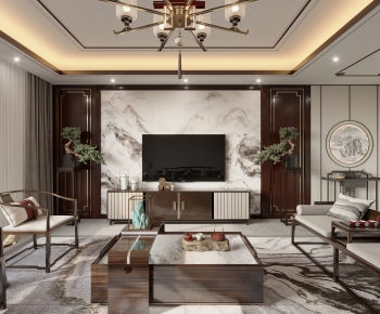 New Chinese Style A Living Room-ID:370645056