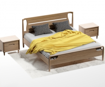 Wabi-sabi Style Double Bed-ID:720675956